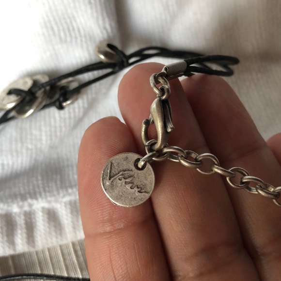 Volare leather / silver colored necklace and earrings - Picture 5 of 6